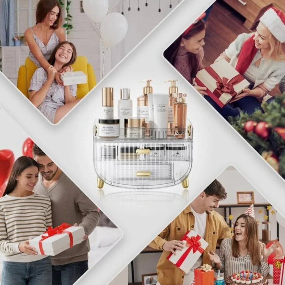New Clear Makeup Organizer with Drawers, Stylish Vanity & Room Counter Storage